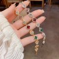 Personalized Fashionable Colorful Zircon Four-Leaf Clover Circle Bracelet