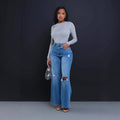 Women's Ripped High Waist Loose Straight Wide Leg Jeans