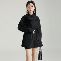 Design Sense Niche Pleated Three-dimensional Flower Long Sleeve Shirt Skirt