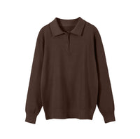 Vintage Casual All-matching Polo Lapel High Quality Knitted Sweater