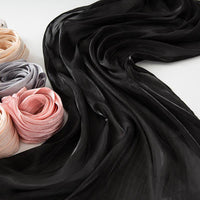 Solid Color Thin Travel Sun Protection Shawl Linen Plain Satin Scarf