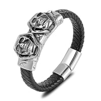 Mens Jewelry Titanium Steel Stainless Steel Black Leather Cord Bracelet