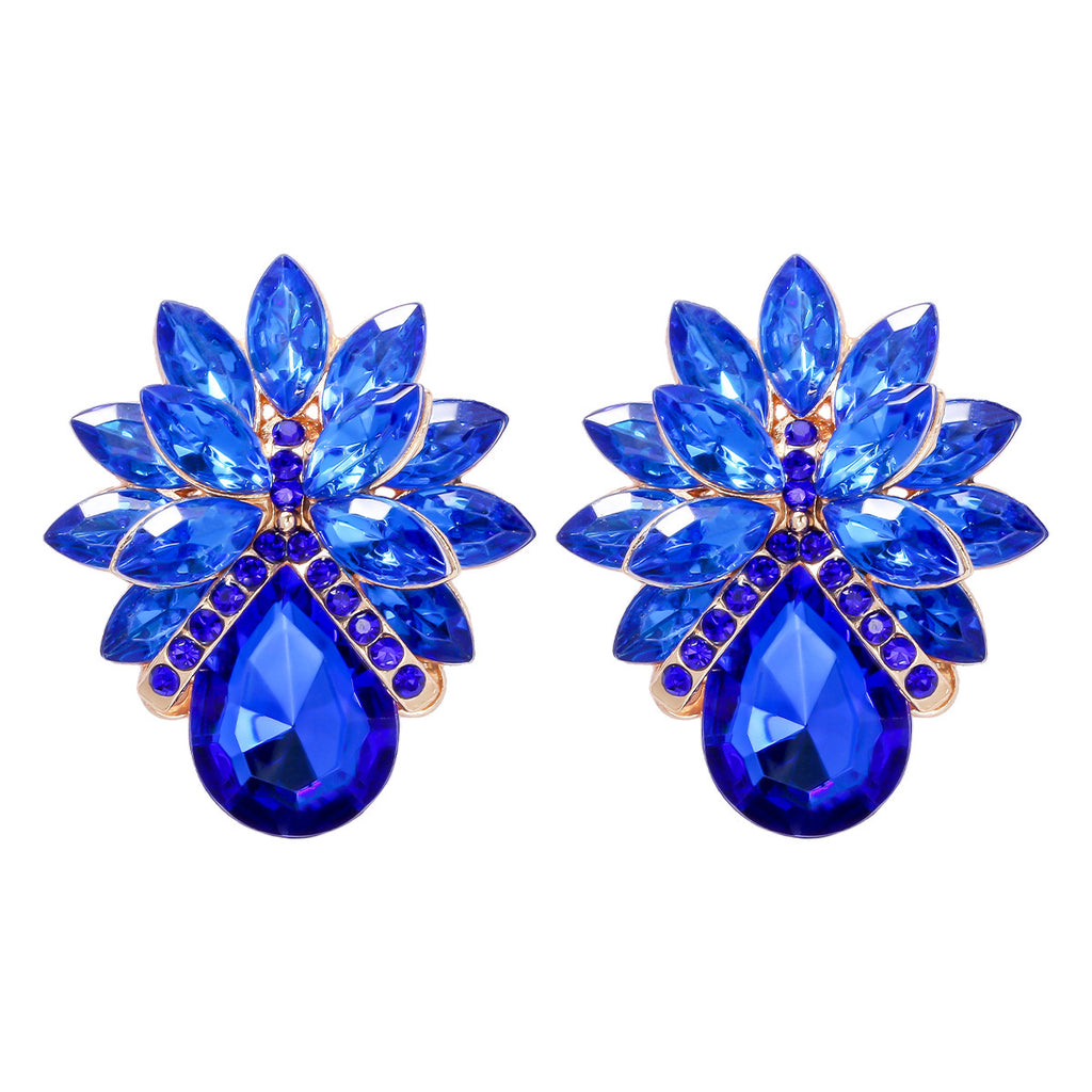 New Fashion Women's Personality Flower Rhinestone-embedded Earrings