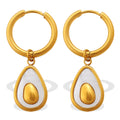 Personalized Light Luxury Stainless Steel Avocado Pendant Earrings, 18K Gold Plated High-End Elegant Ear Jewelry