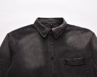 Punk Waste Soil Washed Old Ripped Denim Loose Casual Turn-down Collar Coat