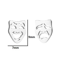 Simple Stainless Steel New Asymmetric Crying And Laughing Face Ear Bone Stud Halloween