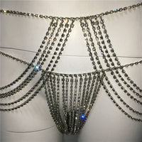 Sexy Hollow Body Chain Set With Diamond Chest Chain