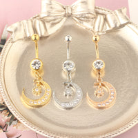 European And American Stars And Moon Belly Button Nails