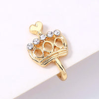 Gold Crown Nose Ring Mini-cute Heart Crown Fake Nose Ring