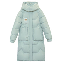 Womens Mid Length Over The Knee Detachable Hooded Padded Down Jacket With Cotton Lining
