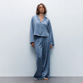 Relaxed-fit Casual Blue Heart-print Pajama Set 2 Pieces