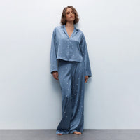 Relaxed-fit Casual Blue Heart-print Pajama Set 2 Pieces