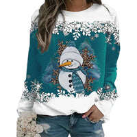 Fashion Christmas Snowman Round Neck Long Sleeve Women
