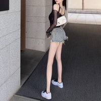 Retro Summer Fringe Low-Waist Raw-Hem Ripped Shorts