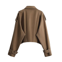 Women's Loose Retro Double Breasted Short Trench Coat