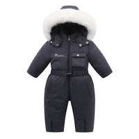 Autumn And Winter Fleece-lined Overalls Ski Suit For Children