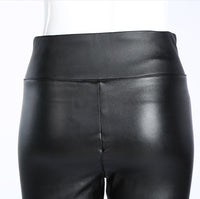 Plush Thick High Waist PU Slim Slim Leather Pants Slim Leggings