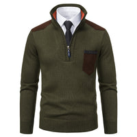Pullover Men Sweater Thick Polo Shirts Korean Half Zipper Cold Blouse Stand Collar Autumn Winter Outerwear Luxury Cloth