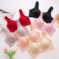 Front Buckle Without Steel Ring Plus Size Bra Backless Traceless Without Steel Ring Big Breast Contrast Bra