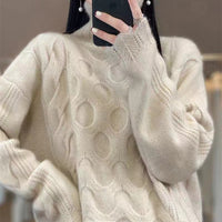 Women's Turtleneck Twisted Sweater Winter Loose And Lazy Style Knitwear Top Inner Bottoming Shirt