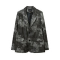 Men's Autumn Tie-dye Contrast Color Suit Collar PU Leather Jacket Coat