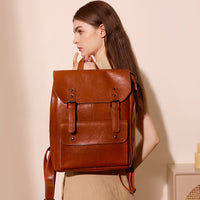 Leather Backpack Women's Wear-resistant Cowhide Computer Backpack