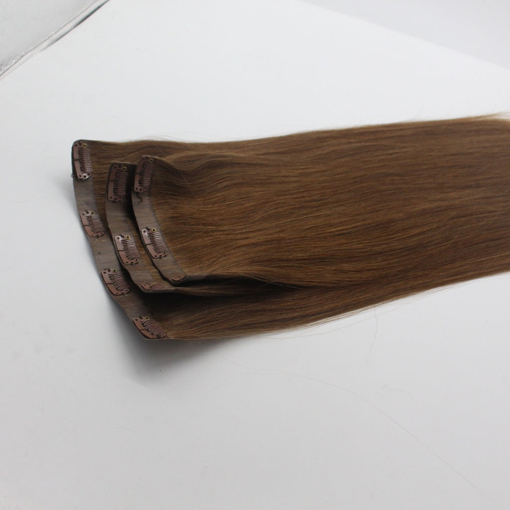 Clip hair clips in human hair extension