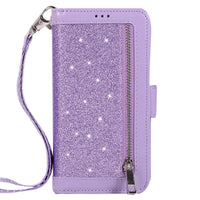 Glitter zipper bag flip cover stand phone case