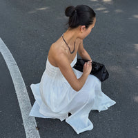 Vacation Off-Shoulder Ruched High-Waist Maxi Dress