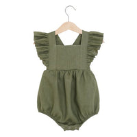 Pure Color Girls' Linen Cotton Triangle Romper