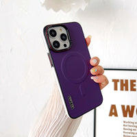 Plain Leather Phone Case Magnetic Suction Contrast Color Protective Cover