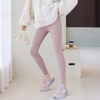 Pure Cotton Fleece-lined Thick Autumn And Winter Threaded Underwear Leggings Women's High Waist High Elastic Warm