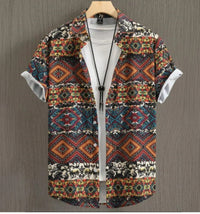 Men's Retro Short Sleeve Casual Loose Shirt