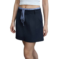 Plaid Patchwork Lace-Up A-Line Skirt For Women