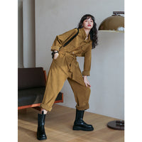 Solid Color Fashion High-waist Straight-leg Jumpsuit