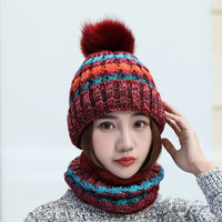 Color block bib knitted hat