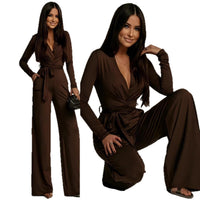 Women's Elegant Solid-Color Knitted Jumpsuit