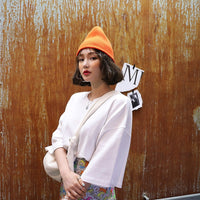 Pure color warm knitted hat