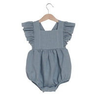 Pure Color Girls' Linen Cotton Triangle Romper
