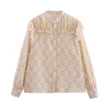 European And American Style Fashionable Simple Tulle Printed Long Sleeve Shirt