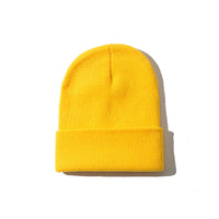 Pure color warm knitted hat