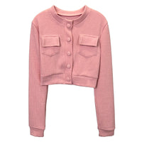Women's Fashion Long Sleeve Knit Crop Top