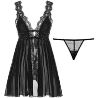 Mesh see-through lace nightdress
