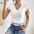 Womens Stylish And Elegant Lace Short-sleeve Top