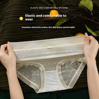 Women's Ultra-thin Ice Silk Lace Underwear Mid Waist Sexy Seamless
