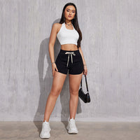 Plus Size A- Line Drawstring Denim Shorts For Women