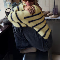 European And American Casual Striped Knitted Long-sleeved Top