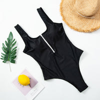 Ladies zipper sexy one-piece printed swimsuit women swimwear
