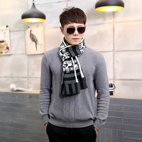 Young man scarf middle-aged man