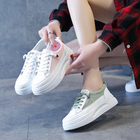 Mesh casual platform white shoes